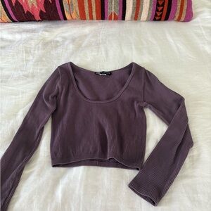 Zara purple 3/4 sleeve, ribbed and cropped.